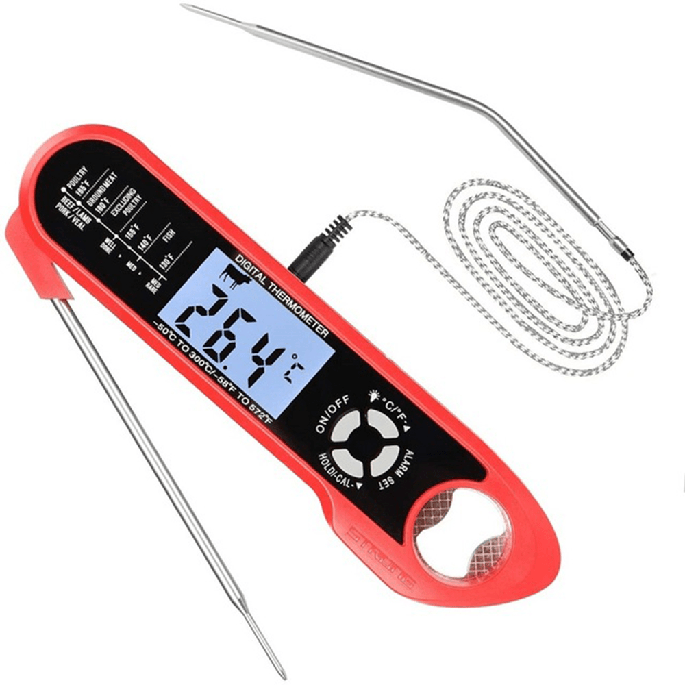 Meat Food Thermometer Instant Read Oven Safe 2 in 1 Dual Probe Digital Food Thermometer with Alarm Backlight for Kitchen Cooking Grilling Smoking BBQ - MRSLM