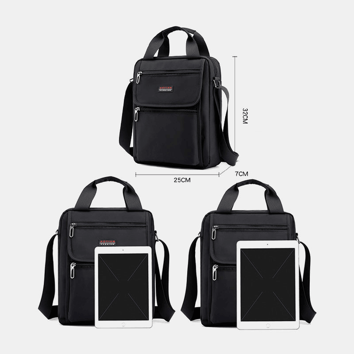 Men Nylon Casual Brief Waterproof Multi-Pocket Multi-Purpose 12 Inch Laptop Bag Handbag Shoulder Bag Crossbody Bag - MRSLM