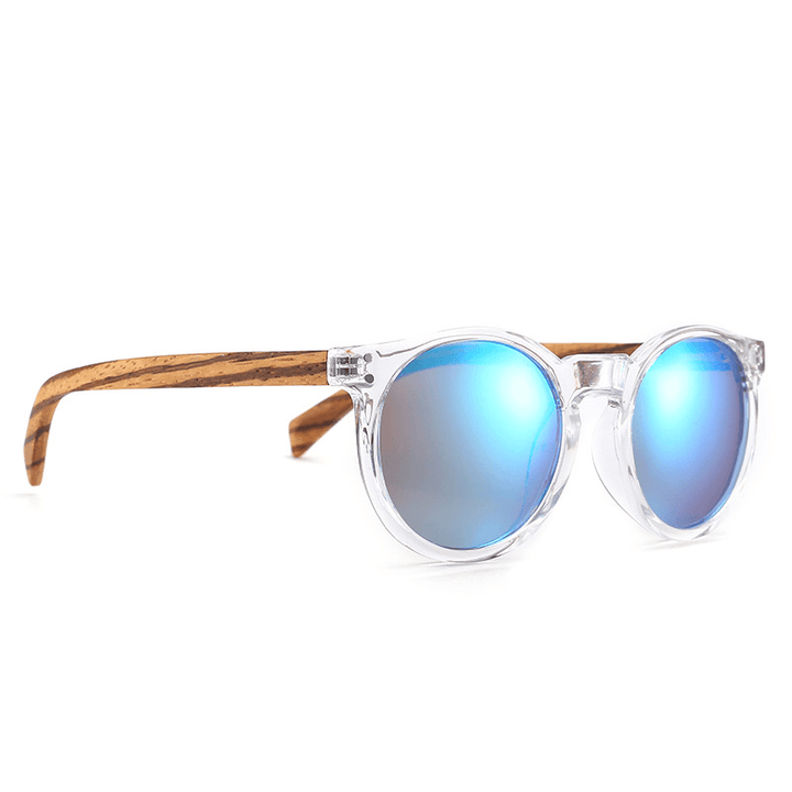 Round Frame Bamboo and Wood Glasses Polarized Sunglasses - MRSLM