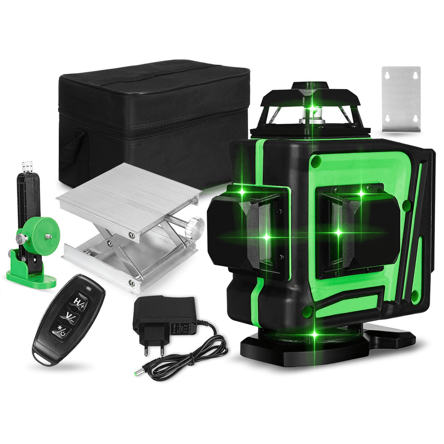 16/12 Line 360° Horizontal Vertical Cross 4D Green Light Laser Level Self-Leveling Measure Super Powerful Laser Beam - MRSLM