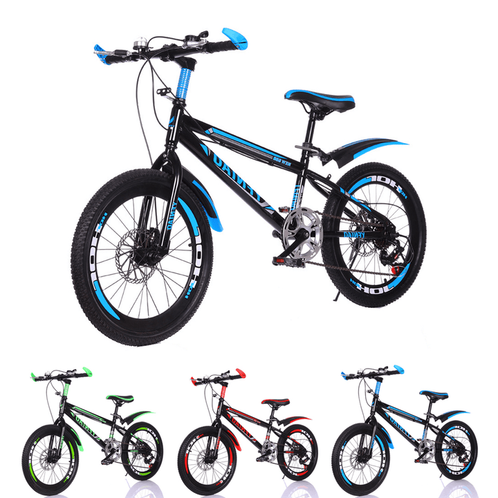 20"/22" 7-Speed Children Mountain Bicycle with Double Disc Brake Shock Absorption Carbon Steel Kids MTB Bike - MRSLM