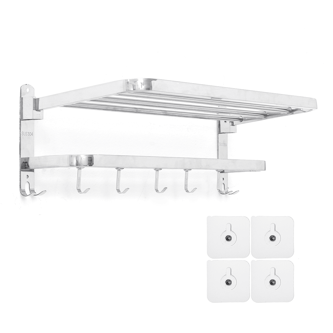 Stainless Steel Bathroom Towel Holder Organizer Wall Mounted Towel Rack Home Hotel Wall Shelf for Bathroom Storage - MRSLM