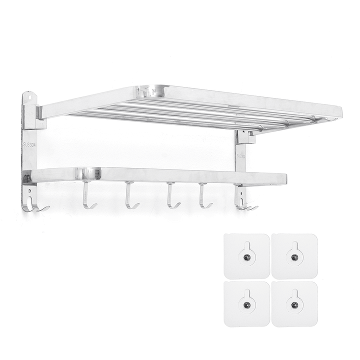 Stainless Steel Bathroom Towel Holder Organizer Wall Mounted Towel Rack Home Hotel Wall Shelf for Bathroom Storage - MRSLM