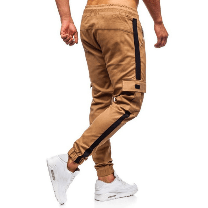 Men'S Solid Color Flip Pocket Casual Tethered Straight Sports Pants - MRSLM