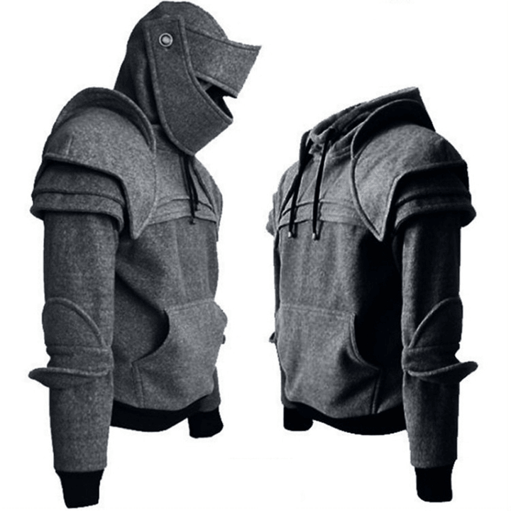 Retro Protective Elbow Mask Knight Hoodies plus Size Drawstring Sweatshirts - MRSLM