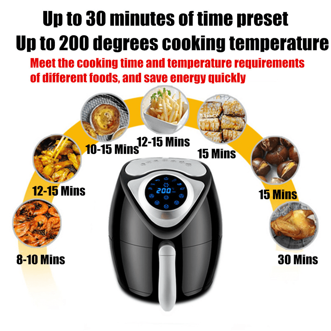 1700W Electric Air Fryer Digital Timer Temp Control 6.1 Quart Oil-Free Touch Screen Fried Food for Home Fast Food - MRSLM