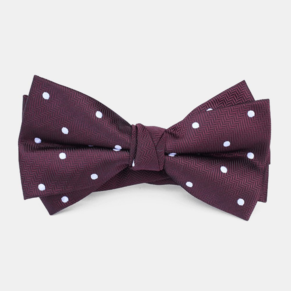 Men Dacron Cartoon Geometric Pattern Jacquard Double Layer Bowknot Formal Suit Bow Tie - MRSLM