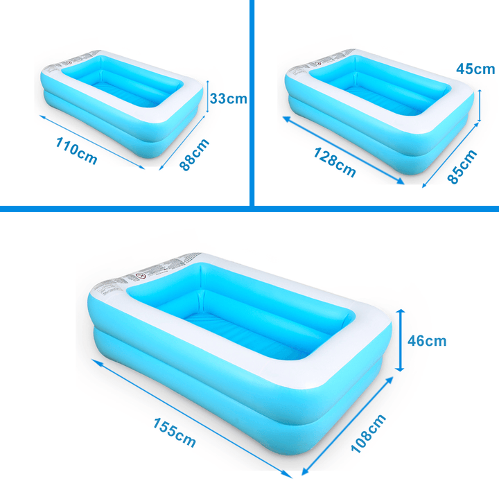 110/128/155Cm Inflatable Swimming Pool Camping Garden Family Kids Paddling Pool - MRSLM