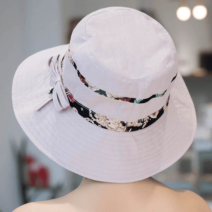 Women Summer Cotton Foldable Sunshade Bucket Hat - MRSLM