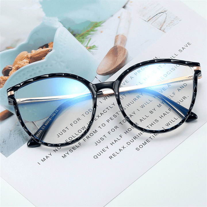 TR90 Anti-Blue Glasses round Frame Metal Legs Men and Women Can Wear Myopia - MRSLM