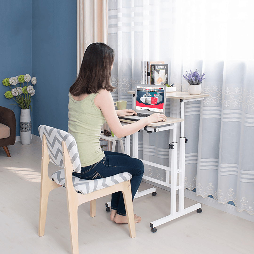 Mobile Standing Desk Computer Laptop Desk Sit-Stand Writing Study Table Workstation with Computer Case Rack - MRSLM