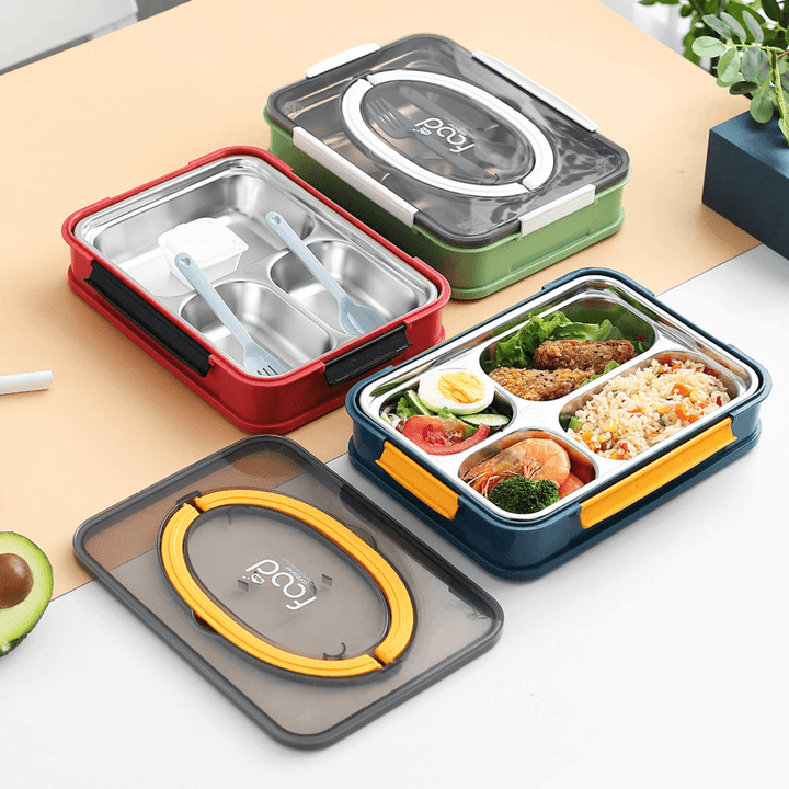 3/4-Grid Bento Box Large Capacity Students Lunch Box Eco-Friendly Leakproof 1000Ml Food Container for Outdoor Camping Travel Picnic - MRSLM