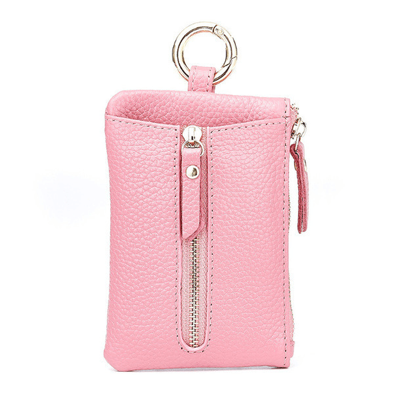 Genuine Leather Women Zipper Card Holder Girls Small Coin Bags Key Chain Bags - MRSLM