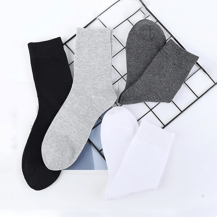 10 Pairs Men Cotton Solid Color Summer Thin Deodorant Sweat-Absorbent Tube Socks - MRSLM