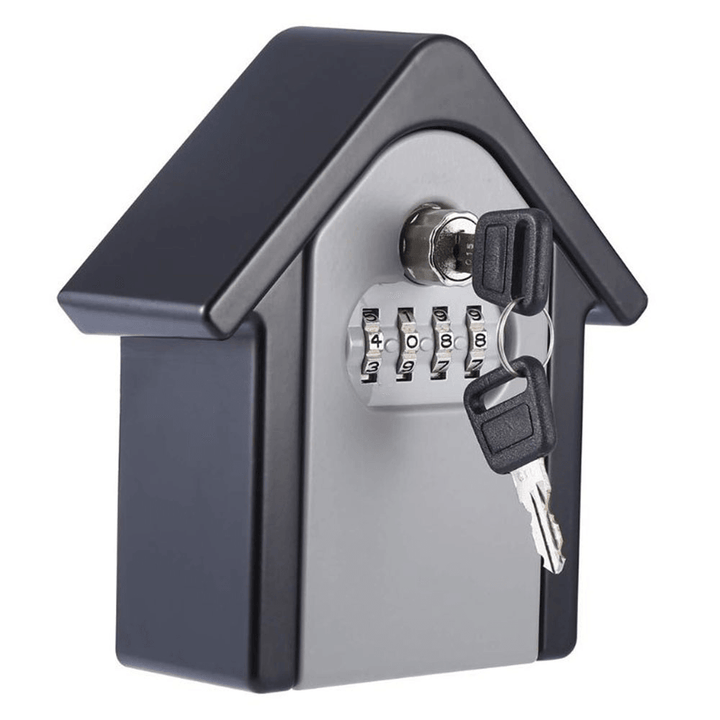 Aluminum Alloy Password Box Wall Mounted Key Lock Box 4 Digit Code Combination Key Storage Box for Realtor Construction Indoor Outdoor Room Escape - MRSLM