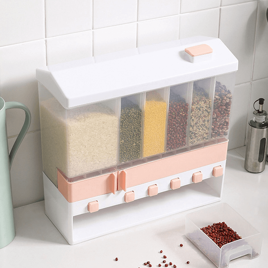 8-Grid 10KG Cereal Rice Home Division Dry Food Dispenser Kitchen Rice Storage - MRSLM