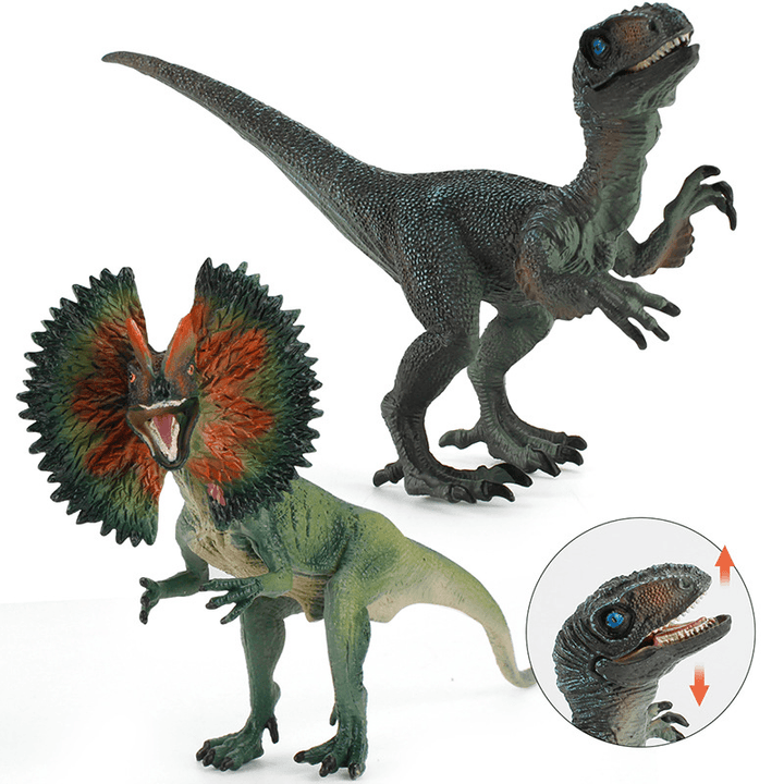 Simulation Ancient Dinosaur Jurassic Era Animal Model Velociraptor Dilophosaurus Plastic Dinosaur Ornaments Wholesale - MRSLM