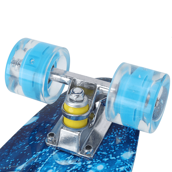 22 Inch Kids Skateboard Portable Mini Cruiser Retro Skate Board for Kids Boys Girls Youths Beginners Load 90Kg with Flashing Wheels - MRSLM