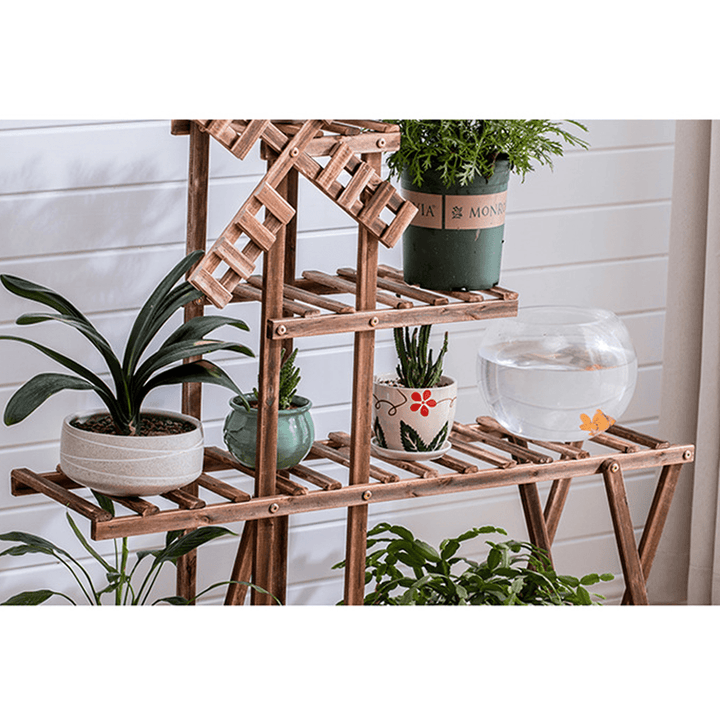 Wooden Plant Stand Garden Planter Flower Pots Stand Shelf Indoor Outdoor - MRSLM