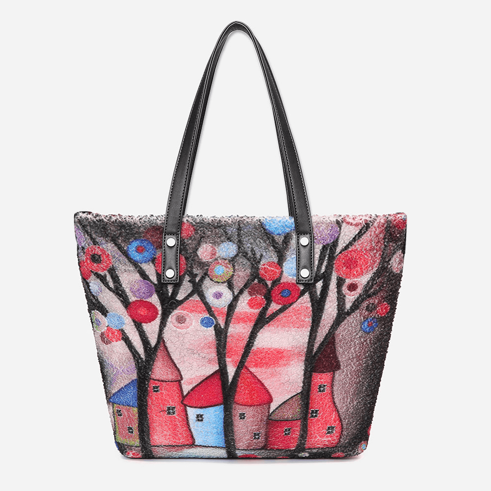 Women Colorful DIY Lamb Hair Bag Tote Bag Shoulder Bag - MRSLM