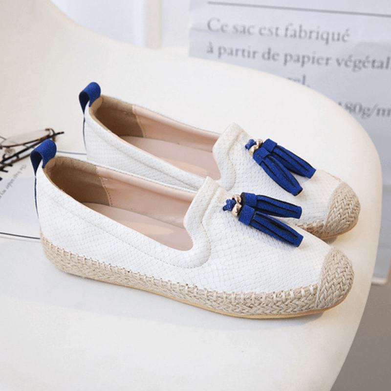 Tassel round Toe Slip on Flat Loafers for Women - MRSLM