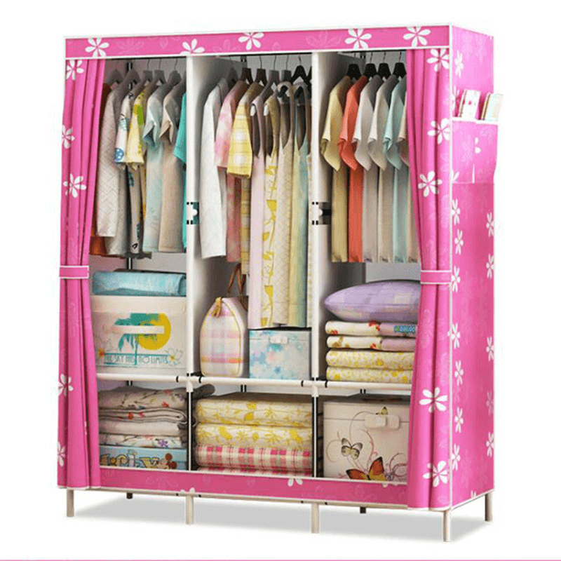 Simple Cloth Wardrobe Fabric Steel Tube Assembly Wardrobe Modern Economic Clothes Storage Bag Wardrobe Dormitory Storage Cabinet - MRSLM