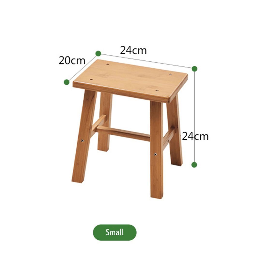 Solid Wood Square Stool Small Children Chair Square Bamboo Stool for Home Living Room Bedroom - MRSLM