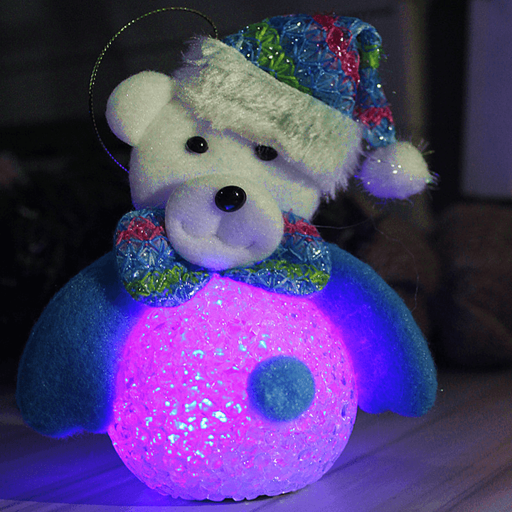 10*12CM Lovely Christmas Luminous Pendant Dolls Santa Claus/Snowman/Bear/Elk Christmas Home Decoration - MRSLM