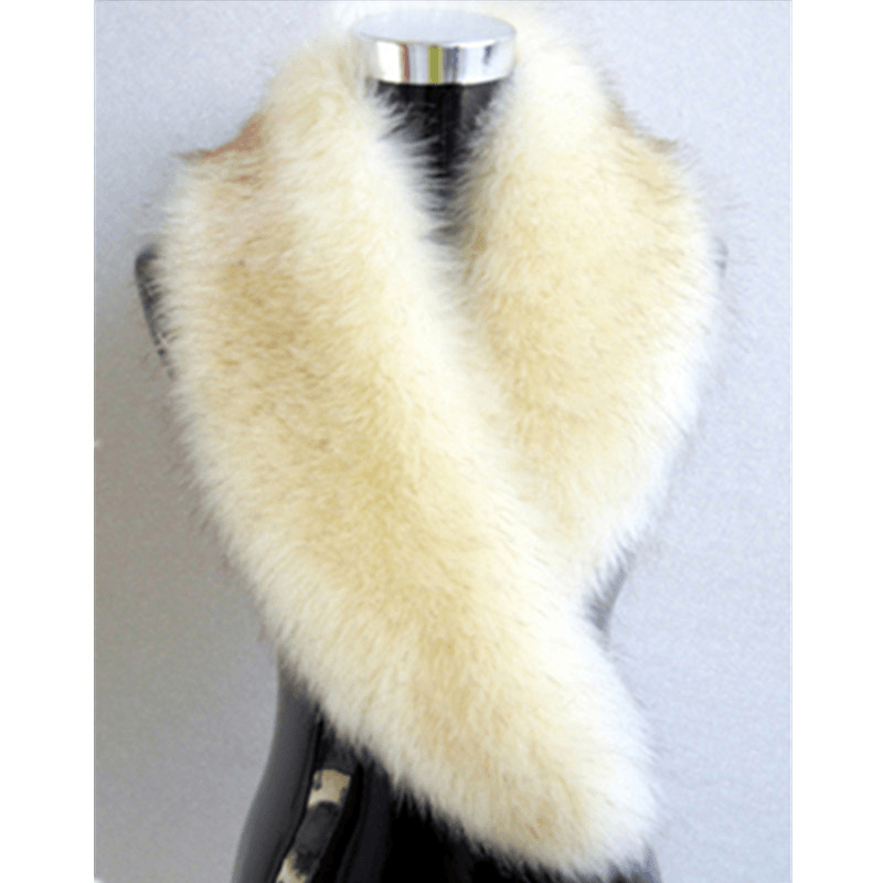 Faux Fox Fur Ladies Shawl Big Fur Collar Scarf - MRSLM