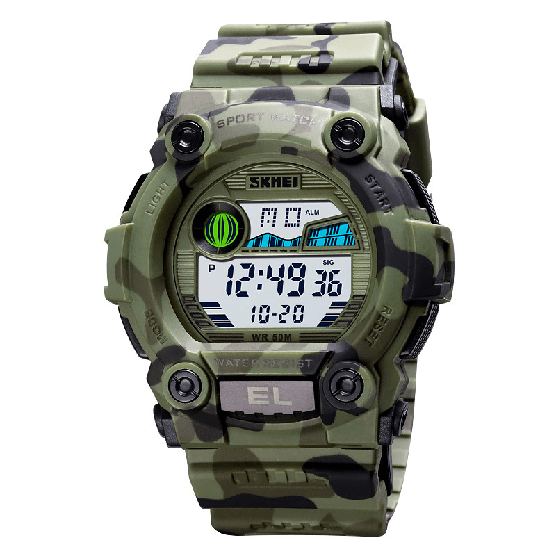 SKMEI 1633 Sport Men Watch Luminous Date Week Display Stopwatch 5ATM Waterproof Outdoor Digital Watch - MRSLM