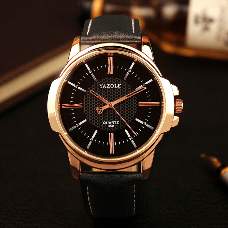YAZOLE 358 Fashion Men Quartz Watch Luxury Roman Numeral Wrist Watch - MRSLM