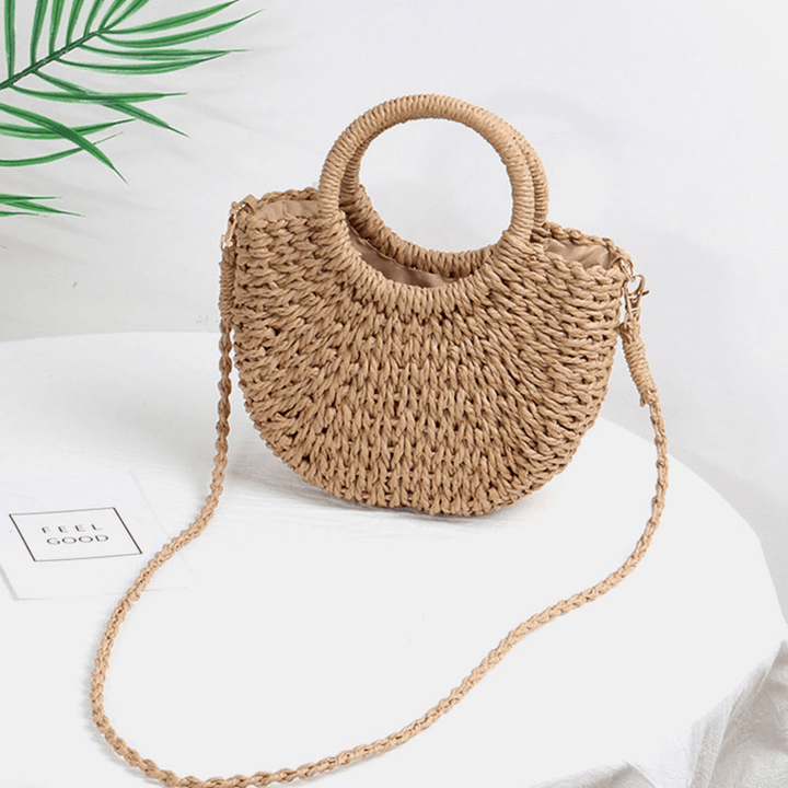 Women Daisy Travel Summer Beach Straw Handbag Crossbody Bag Shoulder Bag - MRSLM