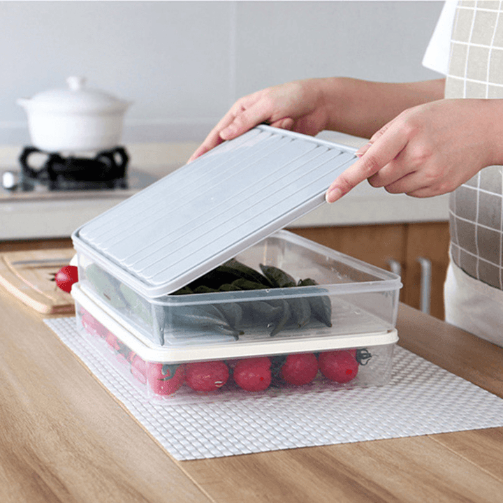 Plastic Transparent Single-Layer Sealed Box Food Refrigerator Storage Rack with Locking Lids - MRSLM