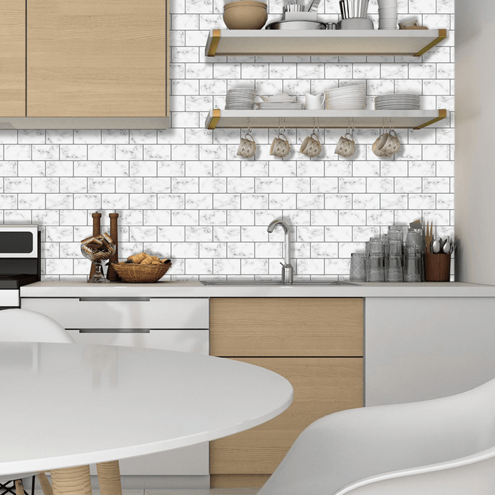 30.5X30.5Cm Sticker Kitchen Wall Decal Removable PU Epoxy Faux Brick Waterproof Wall Sticker for Home Kitchen Decor - MRSLM