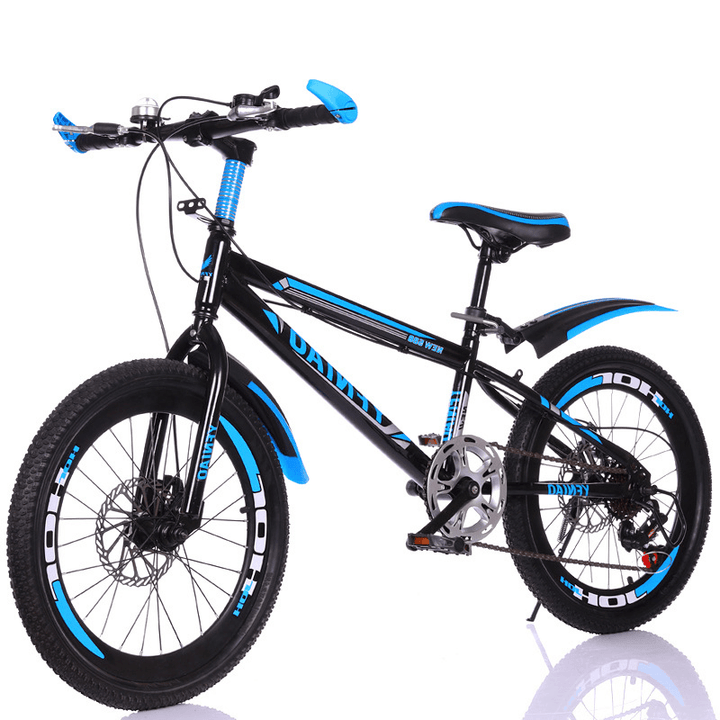 20"/22" 7-Speed Children Mountain Bicycle with Double Disc Brake Shock Absorption Carbon Steel Kids MTB Bike - MRSLM