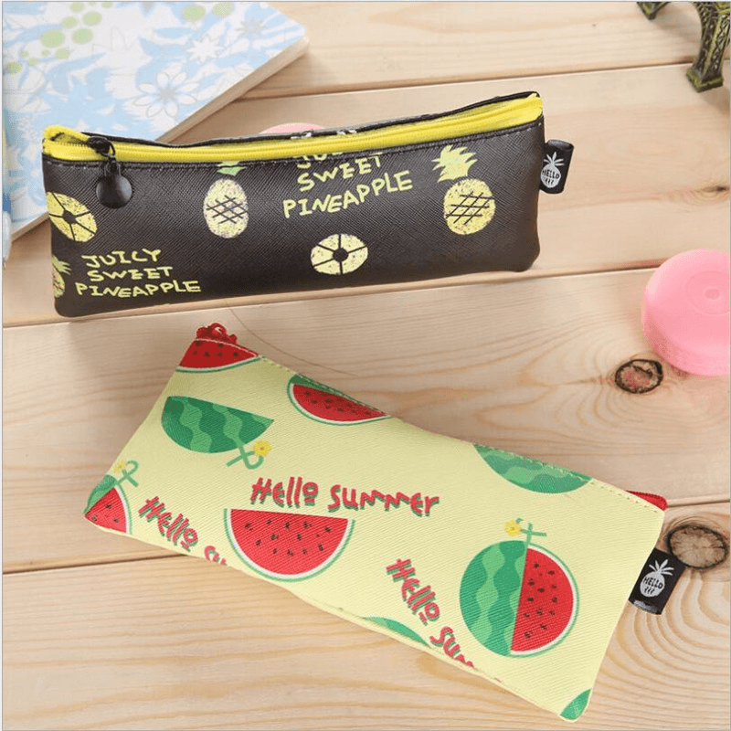 Creative Fruit Family PU Pencils Waterproof Student Pencil Case Storage Bag Stationery Pencil Bag - MRSLM