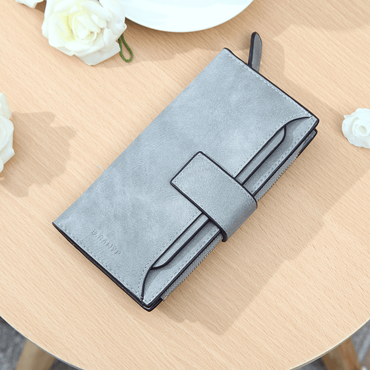 Women Matte Long Wallet Hasp Detachable Card Holder Coin Bags Clutches Bags - MRSLM