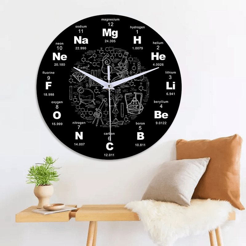 Emoyo ECY025 Chemical Element Table Wall Clock 3D Wall Clock for Home Office Decorations A - MRSLM