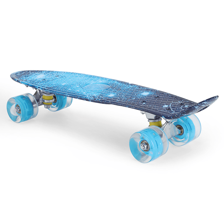 22 Inch Kids Skateboard Portable Mini Cruiser Retro Skate Board for Kids Boys Girls Youths Beginners Load 90Kg with Flashing Wheels - MRSLM