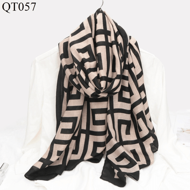 New Korean Style Cotton and Linen Scarf Women Fashion Trend Plaid Scarf Shawl Dual-Use - MRSLM