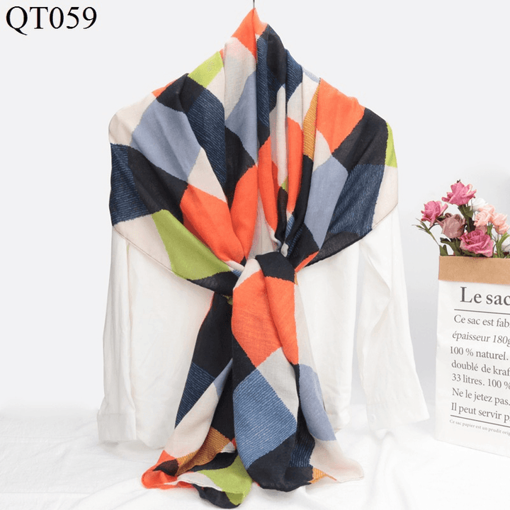 New Korean Style Cotton and Linen Scarf Women Fashion Trend Plaid Scarf Shawl Dual-Use - MRSLM