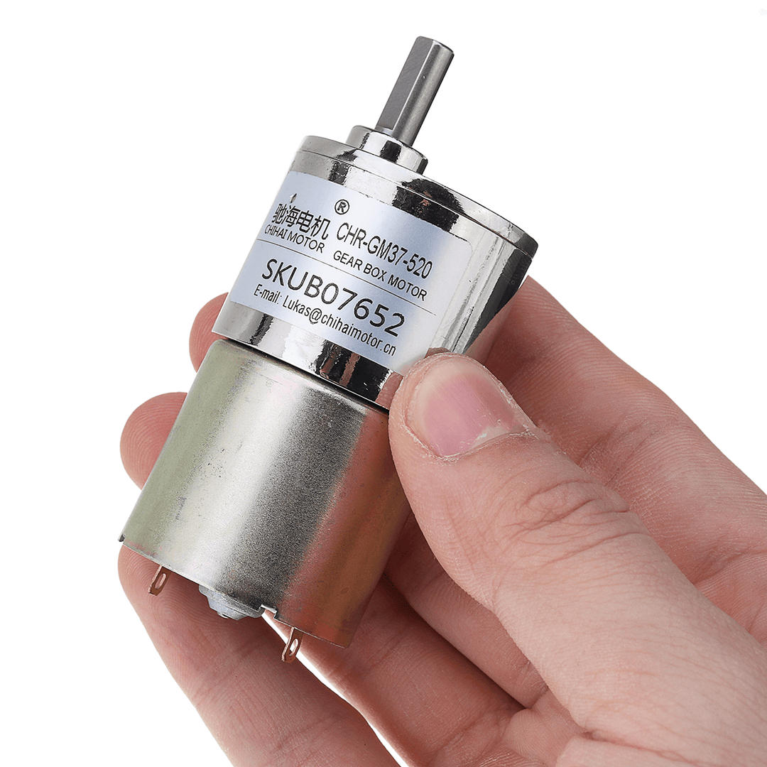 Chihai CHR-37GB-520S DC Motor 12V 1:150 52Rpm Permanent Magnet Carbon Brush Reduction Gear Motor - MRSLM