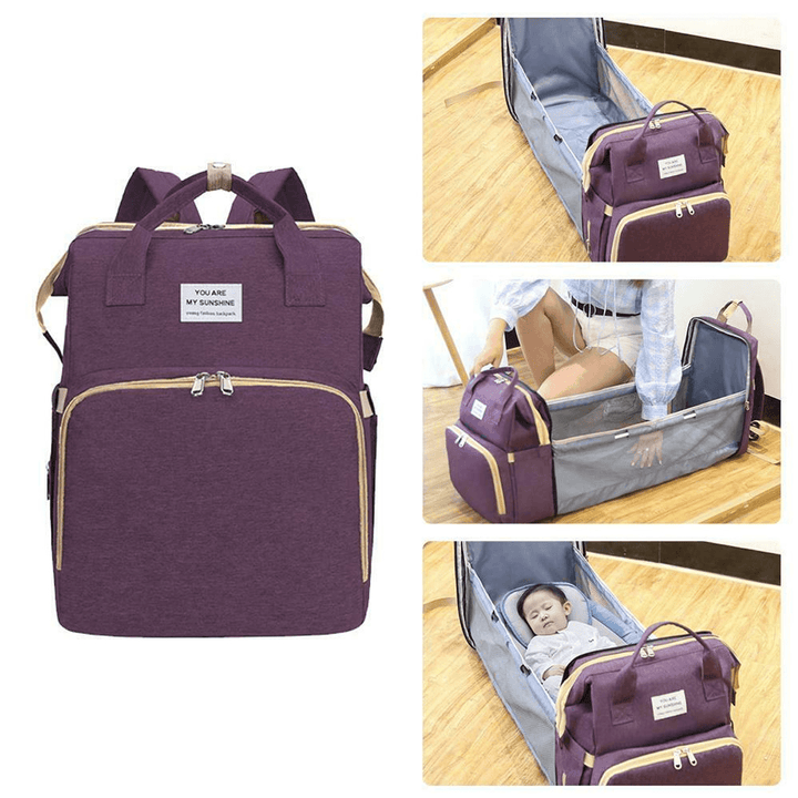 Portable Diaper Bag Folding Baby Travel Large Backapack Outdoor Foldable Baby Bed Mommy Bags - MRSLM