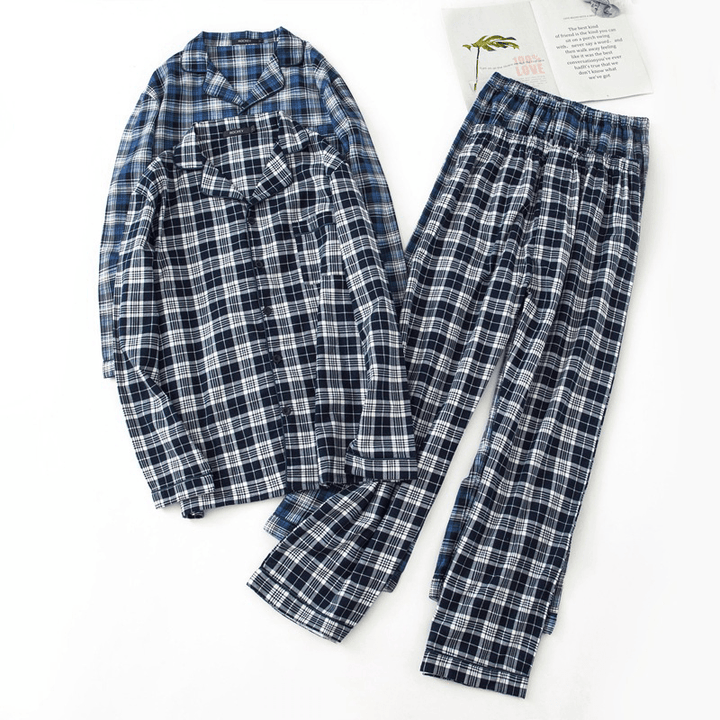 Plaid Cotton Warm Pajamas Set - MRSLM