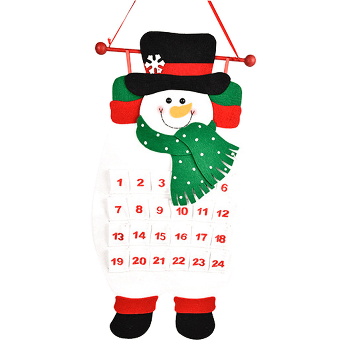 Christmas Countdown Calendar Snowman Deer Hanging Advent Calendar Decorations Home Decor - MRSLM