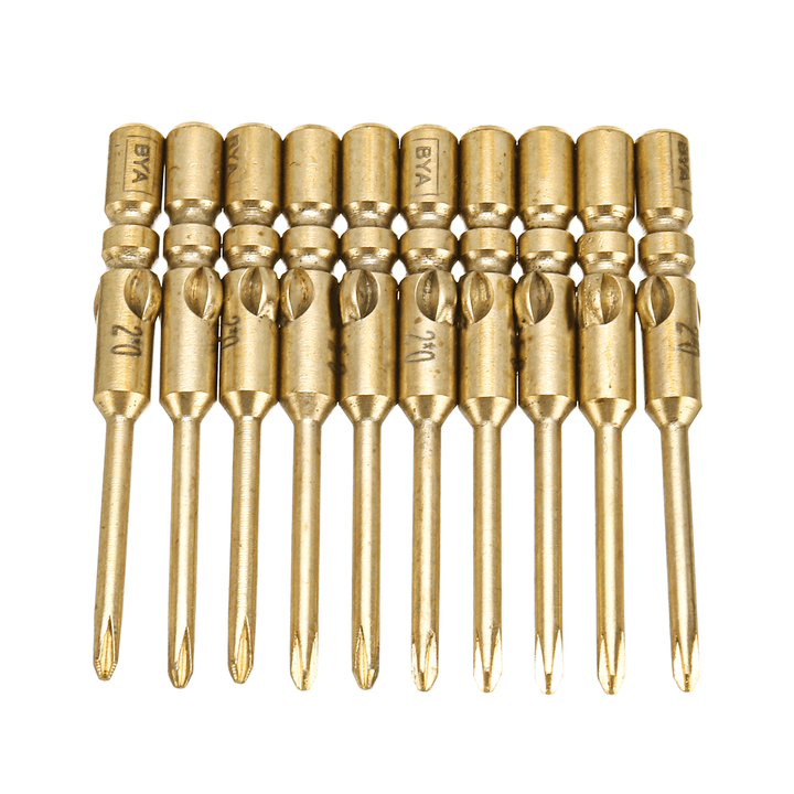 10Pcs 40Mm Magnetic Screwdriver Bits Hex Cross Head PH0 PH1 PH2 Bit for Electric Screwdriver - MRSLM