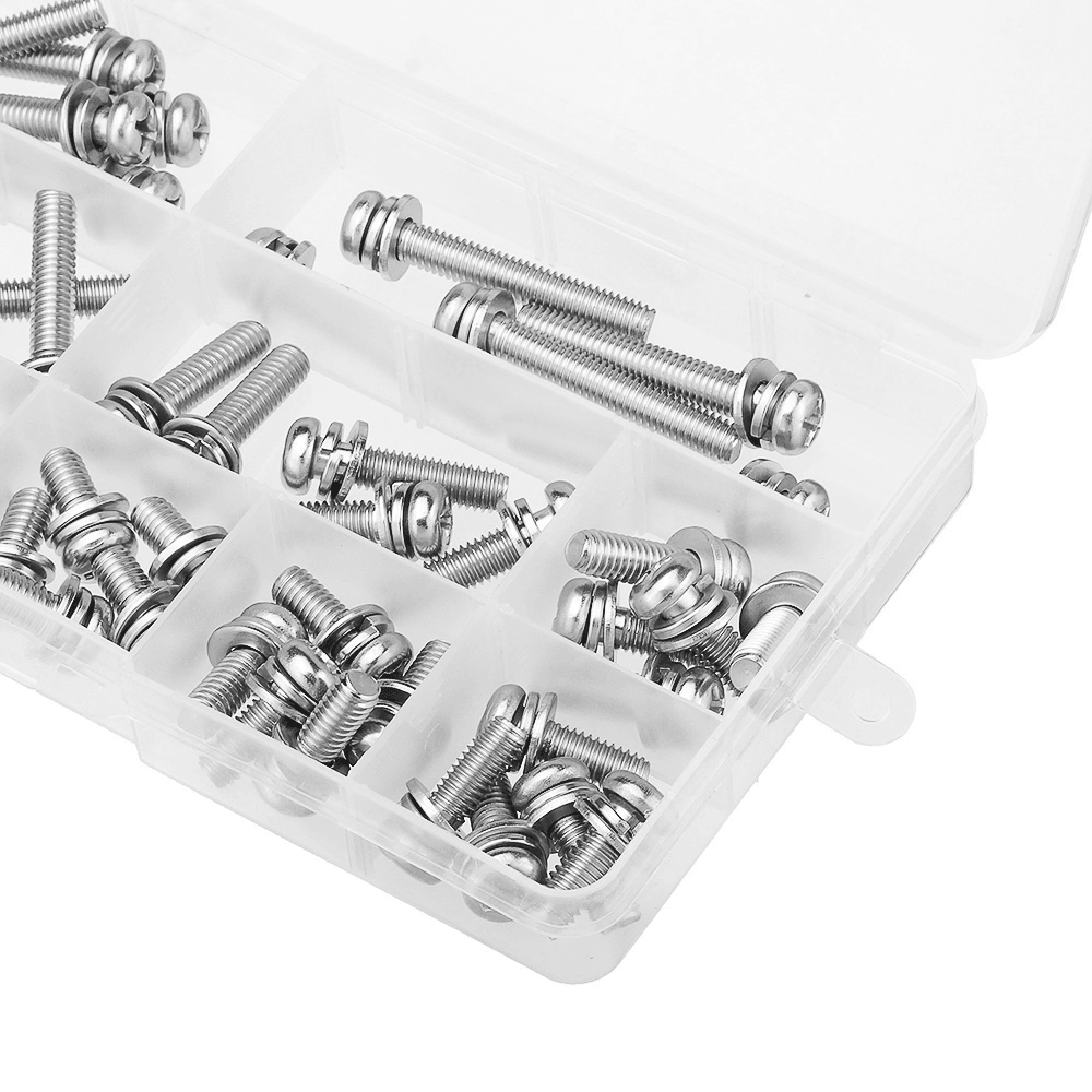 Suleve™ M6SP1 50Pcs M6 Stainless Steel 10-40Mm Phillips Pan Head Machine Screw Washer Bolt Asortment - MRSLM