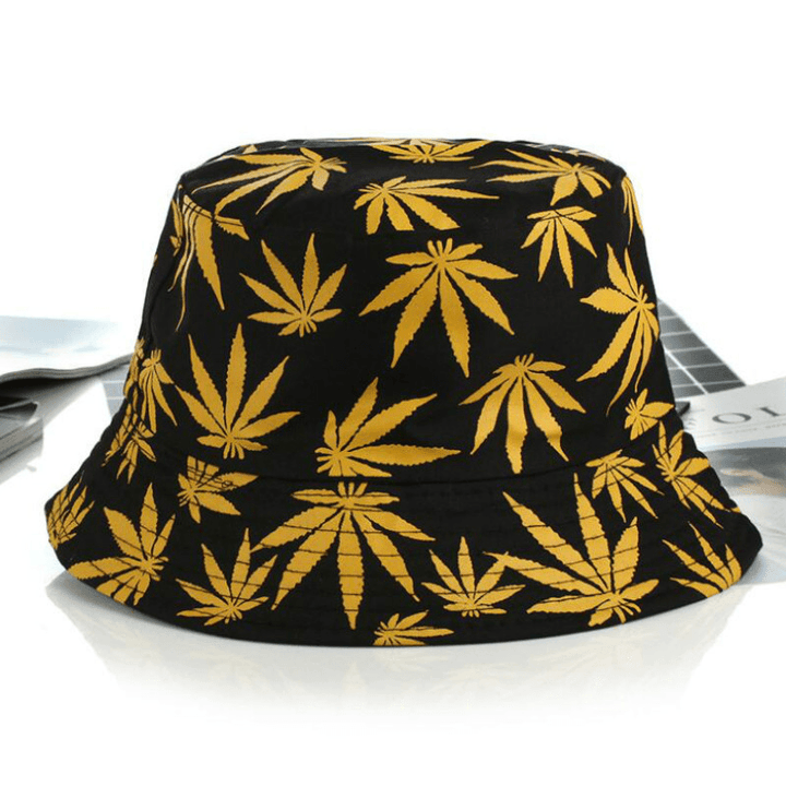 Hemp Leaf Fisherman Hat Cotton Maple Leaf Basin Hat Men and Women Fashion Fishing Hat Summer Outdoor Shade Sun Sat - MRSLM