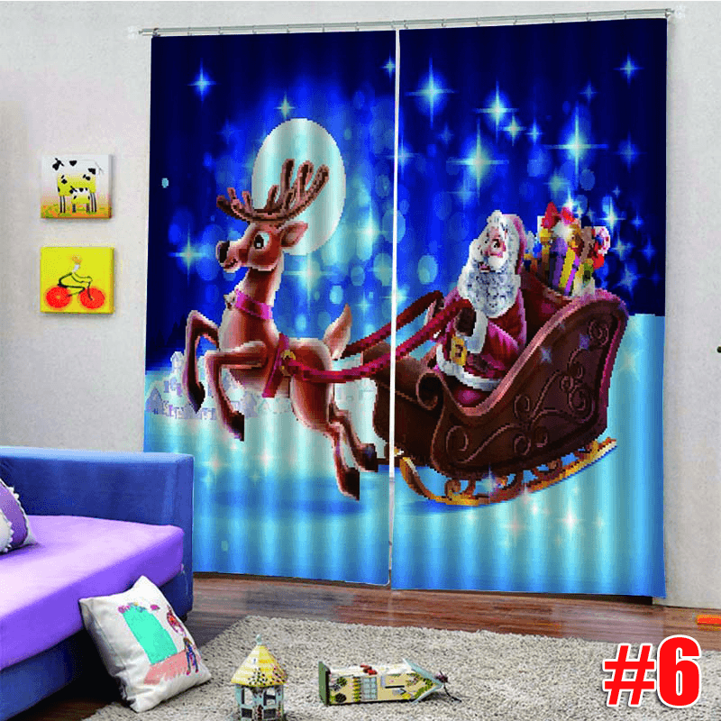 2PCS 3D Print Window Curtain Drapery Door Screen Panel for Christmas Decoration - MRSLM