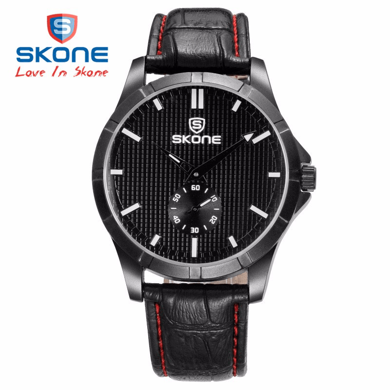 SKONE 9415EG PU Leather Band Daily Life Waterproof Analog Quartz Wrist Watch - MRSLM